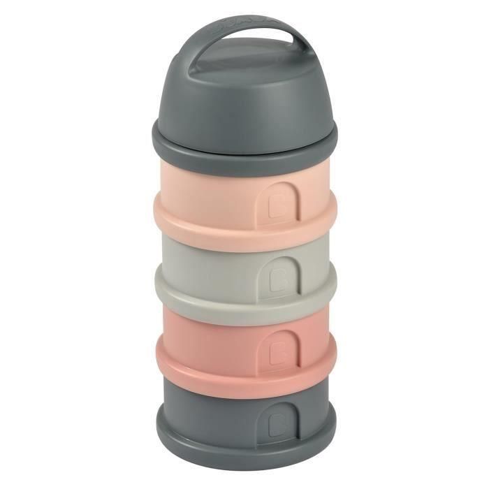 Beaba, caja de dosser, 4 compartimentos, Mineral Grey / Pink 3