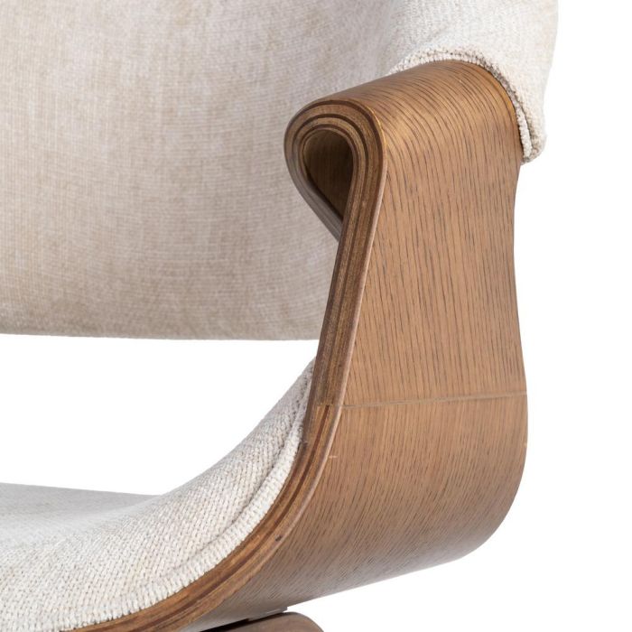 Silla Crema-Marrón Tejido-Madera 61 X 56 X 82 cm