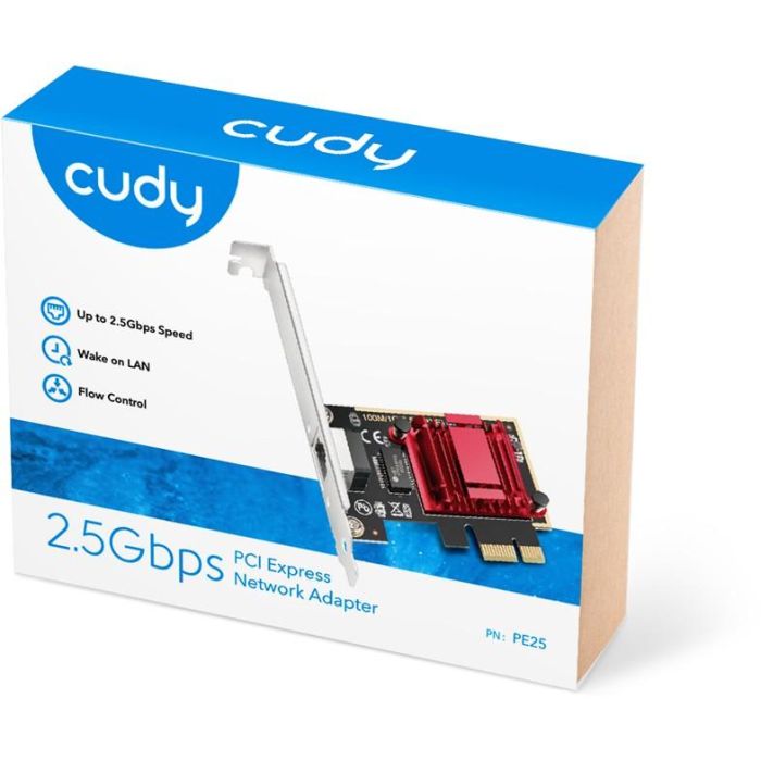 Cudy Adaptador de Red PCI Express 2.5G Ethernet Gigabit para PC/Servidor, Interno, RJ-45, Soporte de Bajo Perfil 2