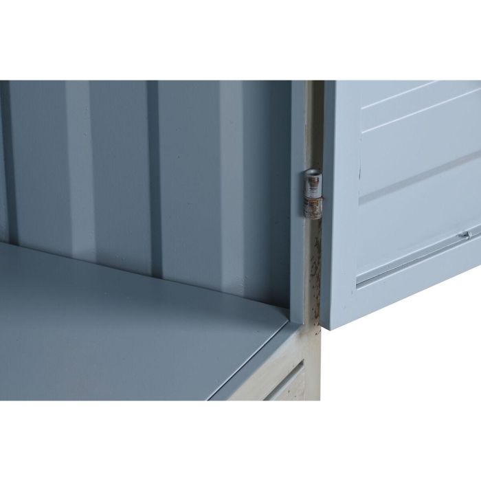 DKD Home Decor Armario Vintage Metal Azul Celeste 112x46x174 cm Estilo Contenedor con 2 Puertas, 3 Cajones, 2 Estantes 2