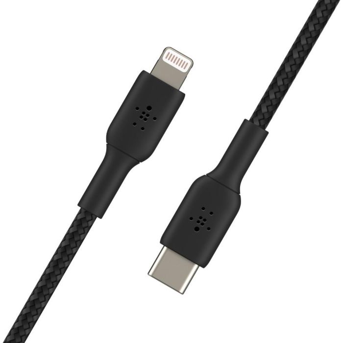 Belkin CAA004BT1MBK Cable Lightning a USB-C, 1m Negro, Certificado MFi, Macho/Macho, Trenzado