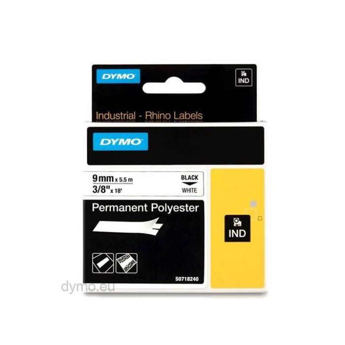 DYMO RHINO Cinta ID1-9 Negro/blanco polyester DYMO RHINO Cinta ID1-9 Negro/blanco polyester