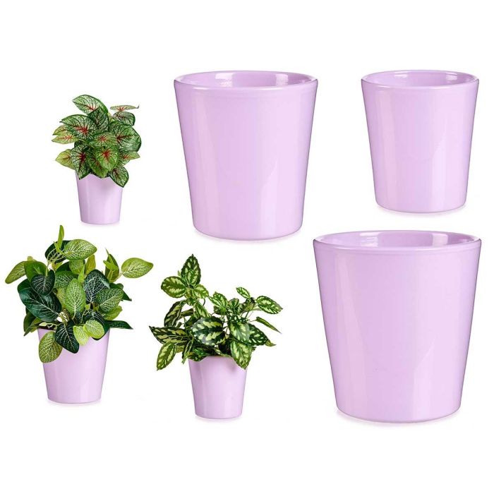 Set 3 Macetas Ceramica Conica 11 14 17Cm Lila Ibergarden (6 Unidades) Set 3 Macetas Ceramica Conica 11 14 17Cm Lila Ibergarden (6 Unidades)