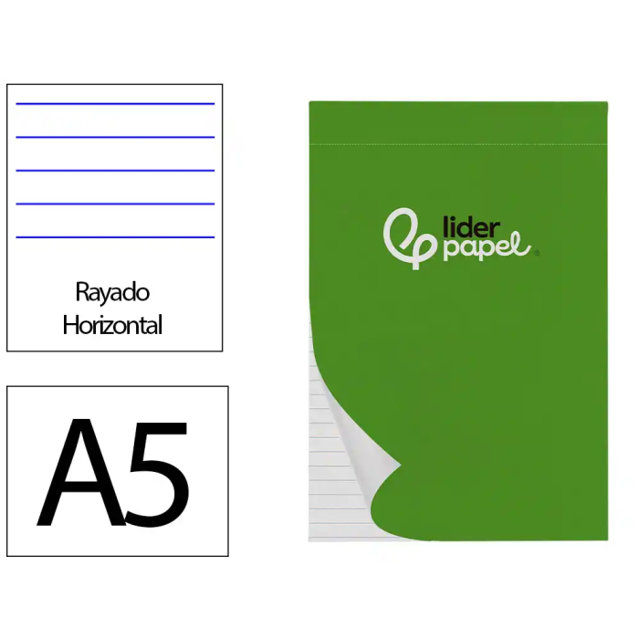 Liderpapel Bloc de notas horizontal A5 80 hojas 60 g/m² perforado 0 Liderpapel Bloc de notas horizontal A5 80 hojas 60 g/m² perforado 0