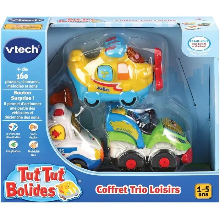 Vtech Tut Tut Bolides Trio Loisirs Box (Avión + Fórmula 1 + Autobús) Juguetes para niños de 1 a 5 años en francés 1