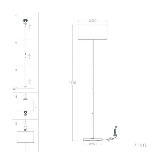 SKD-F1006 Lámpara de Pie Puducherry para Bombilla LED E27, Diseño Elegante Moderno y Natural, Ideal Salón Dormitorio Oficina Hostelería 7