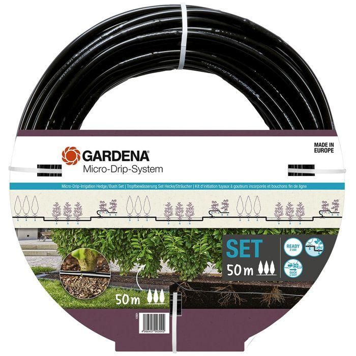 Gardena 13501-20 Kit de iniciación: 50 m de tubería de goteo incorporada y tapa del extremo de la línea