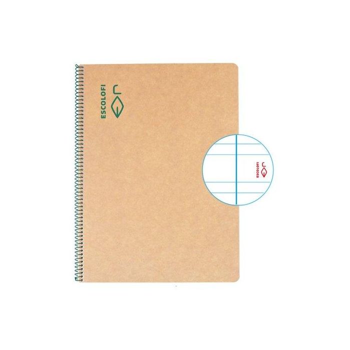Bloc Escolofi Green Tapa Dura A4 50H Pauta 3,5 80G Reciclado Con Margen Verde (Set de 5)