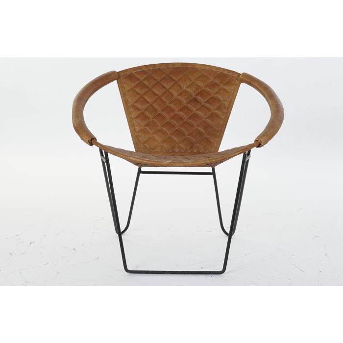 DKD Home Decor Silla Vintage de Metal y Piel, Marrón Claro y Negro, Altura Asiento 43 cm, Dimensiones 81x67x71 cm 5 DKD Home Decor Silla Vintage de Metal y Piel, Marrón Claro y Negro, Altura Asiento 43 cm, Dimensiones 81x67x71 cm 5