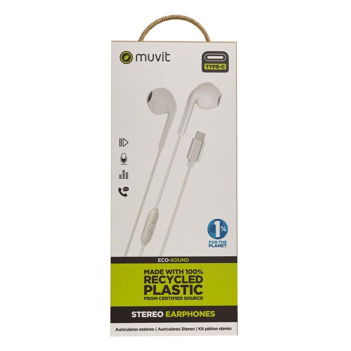 Muvit Auriculares E58 USB Tipo C Sostenibles con Micrófono y Cable de 1.2m 4 Muvit Auriculares E58 USB Tipo C Sostenibles con Micrófono y Cable de 1.2m 4