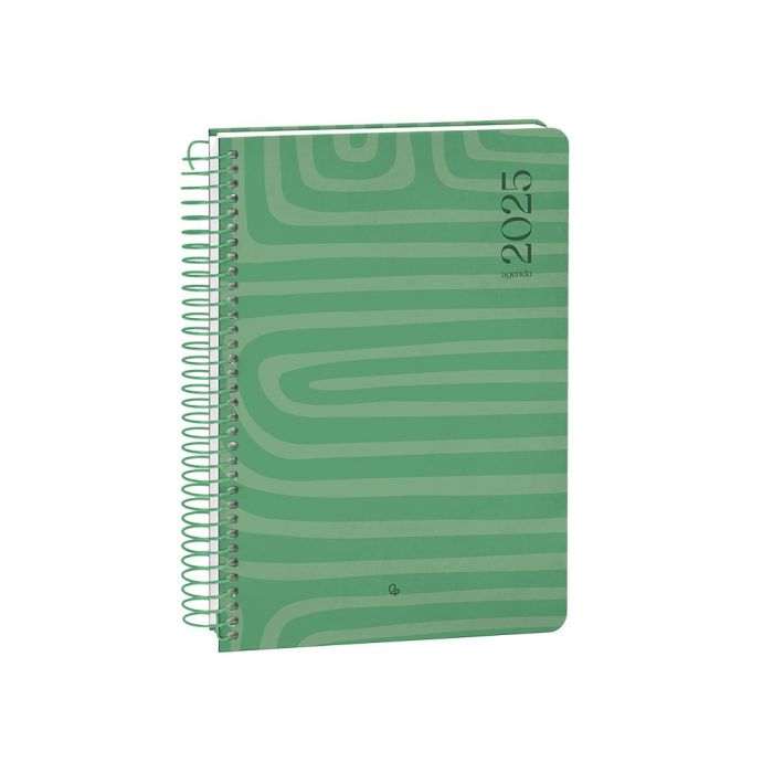 Agenda Espiral Liderpapel Syros A5 2025 Dia Pagina Color Verde Papel 60 gr 10