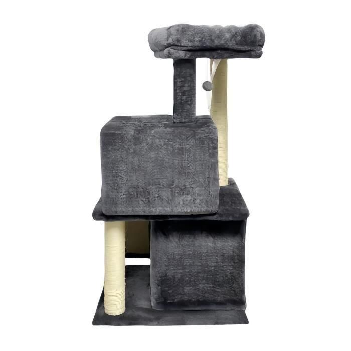 FLOPI Rascador para gatos gris oscuro - 44,5 x 48 x 86 cm - Gris oscuro - 1 plataforma, 1 pelota de juego, 2 casetas, 1 rampa 2 FLOPI Rascador para gatos gris oscuro - 44,5 x 48 x 86 cm - Gris oscuro - 1 plataforma, 1 pelota de juego, 2 casetas, 1 rampa 2