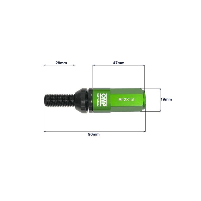 Omp Speed Juego De 20 Tornillos Con Protector De Aluminio De Colores M12x1.5 Llave De 17-19 Largo 28 mm Con Protector Verde OMPS09981208 1 Omp Speed Juego De 20 Tornillos Con Protector De Aluminio De Colores M12x1.5 Llave De 17-19 Largo 28 mm Con Protector Verde OMPS09981208 1