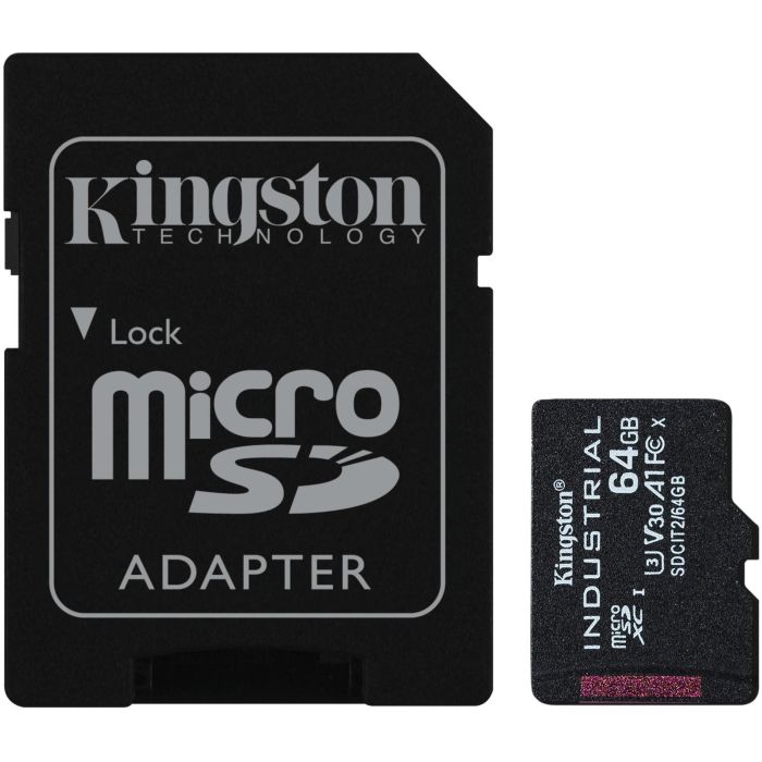 Kingston Tarjeta microSD Industrial 64GB 100MB/s con Adaptador 0 Kingston Tarjeta microSD Industrial 64GB 100MB/s con Adaptador 0