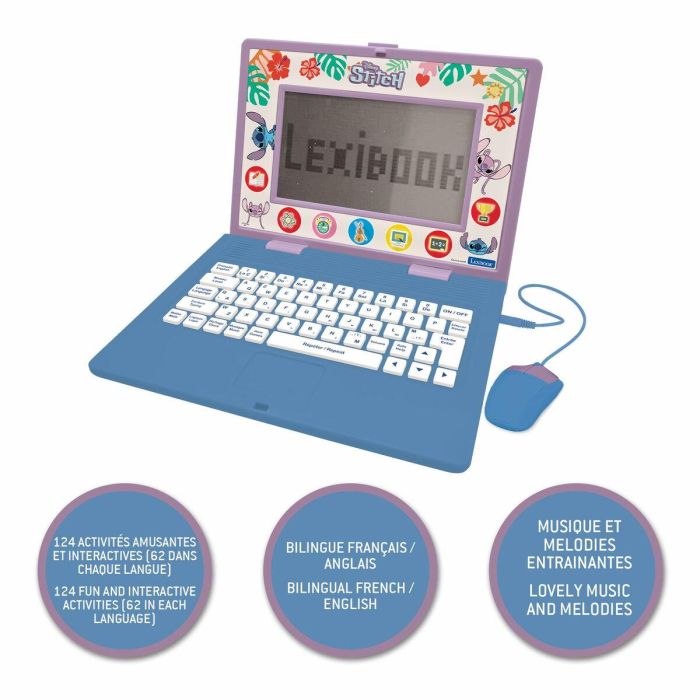 Lexibook AAAMW25468 Ordenador Educativo Stitch 170 Actividades Bilingüe EN/FR 7 Categorías Educativas 9