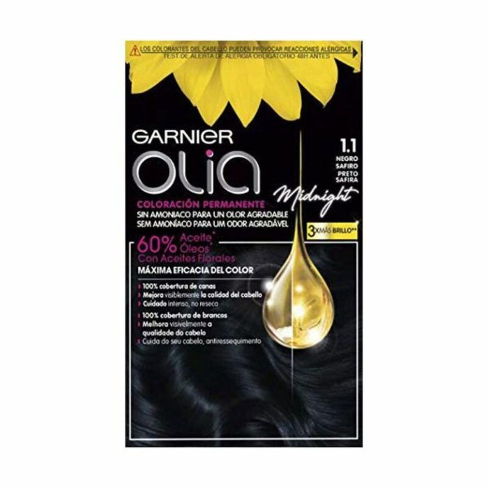 Garnier OLIA Coloración Permanente #1,10 Black Sapphire 4 pz - Tinte sin amoniaco Garnier OLIA Coloración Permanente #1,10 Black Sapphire 4 pz - Tinte sin amoniaco