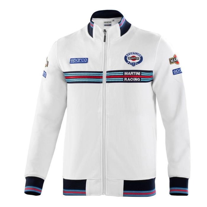 Sparco S01278MRBI2M Sudadera con Cremallera Completa Martini Racing 100% Algodón 300g/m² Blanca Talla M