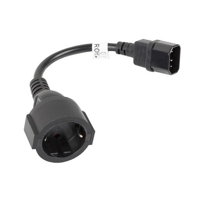 Lanberg Cable Adaptador IEC 320 C14 a Uni-Schuko 20 cm - Para PC, Portátiles y Servidores