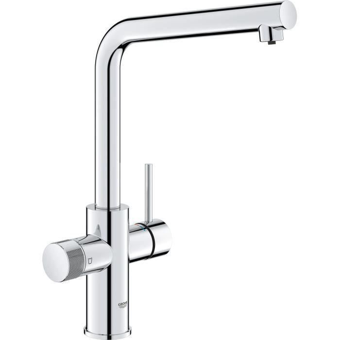 Grifo de cocina con filtro - Cromo - Filtración de agua - Caño alto en L - Rotación 150° - GROHE Blue Pure Minta - 30600000