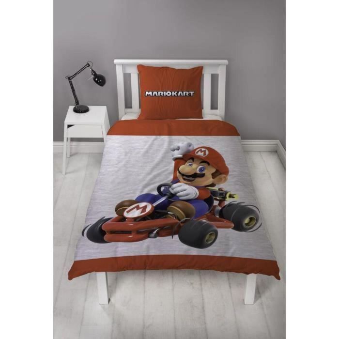 Mario Bros Juego de cama reversible Mario AABFA32034 - Microfibra 1 funda nórdica 140x200 cm + 1 funda almohada 63x63 cm 1