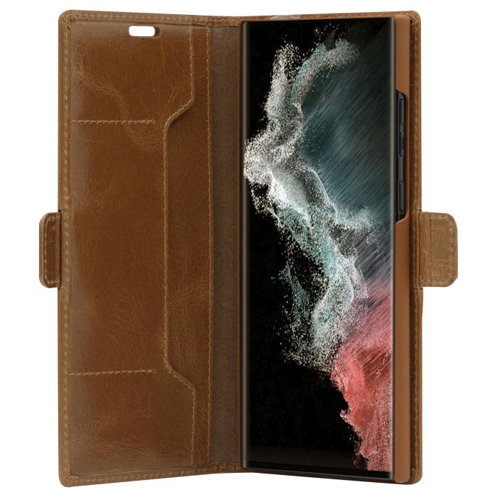 dbramante1928 Copenhagen Slim Flip-Hülle Funda para Samsung Galaxy S22 Ultra - Carcasa Tipo Folio en Cuero Bronceado (Hellbraun) 1