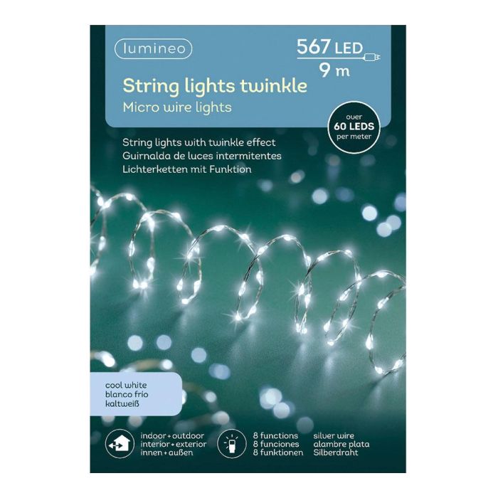 Guirnalda Micro Led Extra Dense 567 Luces Luz Fría Parpadeante Cable Plata 14 m 1 Guirnalda Micro Led Extra Dense 567 Luces Luz Fría Parpadeante Cable Plata 14 m 1