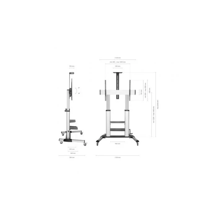 Aisens FT100TE-125 Soporte de Suelo para TV Inclinable con Ruedas y Manivela para Pantallas de 60-100" / hasta 100kg 3 Aisens FT100TE-125 Soporte de Suelo para TV Inclinable con Ruedas y Manivela para Pantallas de 60-100" / hasta 100kg 3