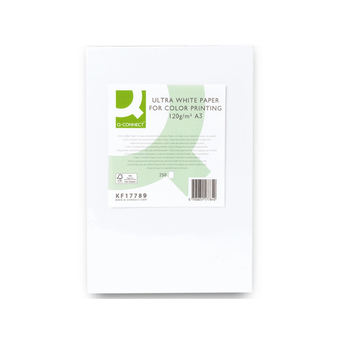 Q-connect Papel Fotocopiadora Ultra White Din A3 120 Gramos Paquete de 250 Hojas 2