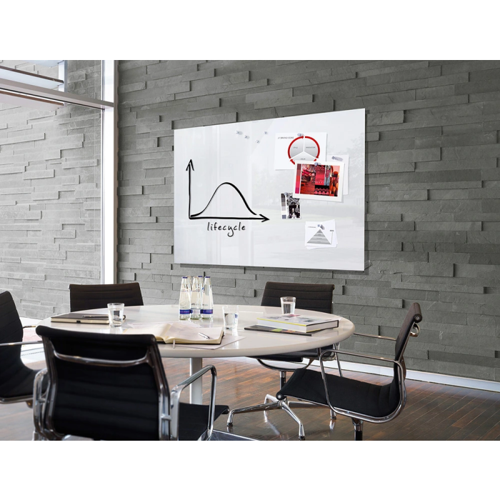 Q-connect Pizarra Blanca Magnética de Cristal Templado 90x60 cm con Marco de Aluminio 5