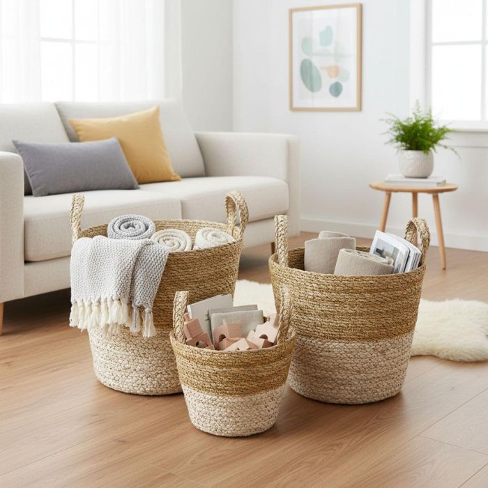 Inde Cesta Cónica Seagrass con Asas 30.5 x 34.1 x 30.3 cm 3 Inde Cesta Cónica Seagrass con Asas 30.5 x 34.1 x 30.3 cm 3