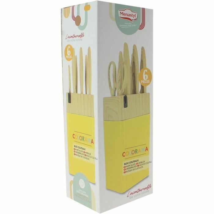 Bloque de cuchillos de 6 piezas - MENASTYL - 5041062 - Hoja de cerámica - Polipropileno - Azafrán 5 Bloque de cuchillos de 6 piezas - MENASTYL - 5041062 - Hoja de cerámica - Polipropileno - Azafrán 5