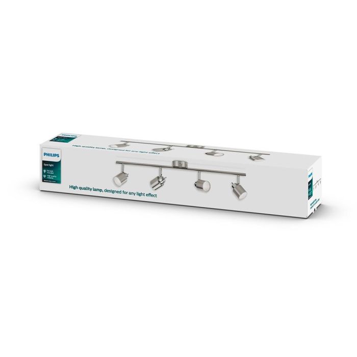 Philips Regleta de 4 Focos Meranti GU10 Cromo Mate Metal IP20 para Techo/Pared, 15,5x10x69cm (Bombilla no incluida) 1 Philips Regleta de 4 Focos Meranti GU10 Cromo Mate Metal IP20 para Techo/Pared, 15,5x10x69cm (Bombilla no incluida) 1
