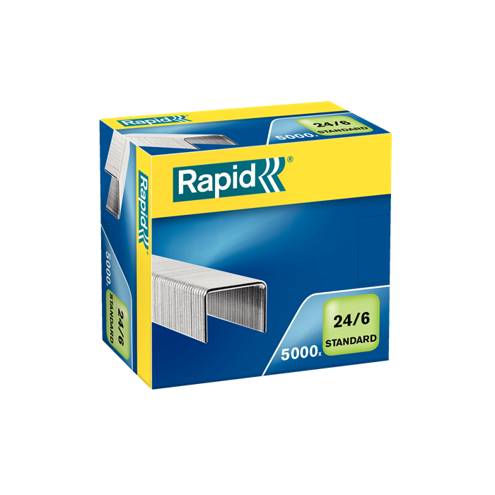 Rapid 24859800 Grapas 24/6 para Grapadora, Paquete de 5000 Grapas, Color Plata, 6 mm