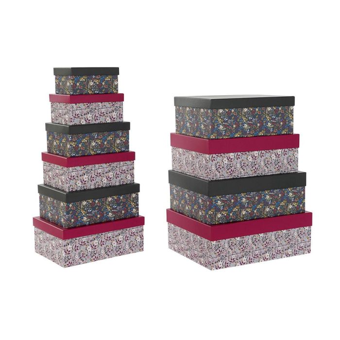 Caja Shabby DKD Home Decor Multicolor Negro 33.5 x 15.5 x 43.8 cm Set de 10