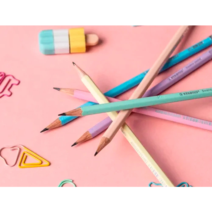 Stabilo Lápiz Grafito Con Goma Pastel Rosa -12 Unidades- 4