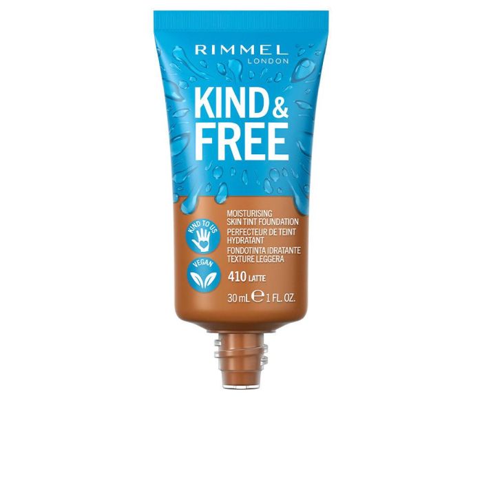 Rimmel London Base de Maquillaje Kind & Free Tint Foundation Tono #410 Latte Acabado Natural 30ml 1