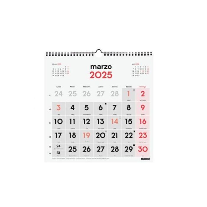 Finocam Calendario De Pared Números Grandes 300x300 mm Neutro 2025 1