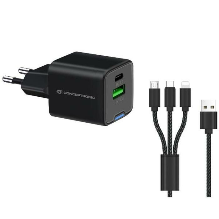Conceptronic Cargador de Pared ALTHEA16B 33W Universal Negro Conceptronic Cargador de Pared ALTHEA16B 33W Universal Negro