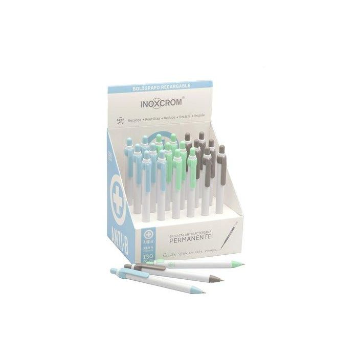 Boligrafo Inoxcrom Rocker Antibacteriano Expositor De 18