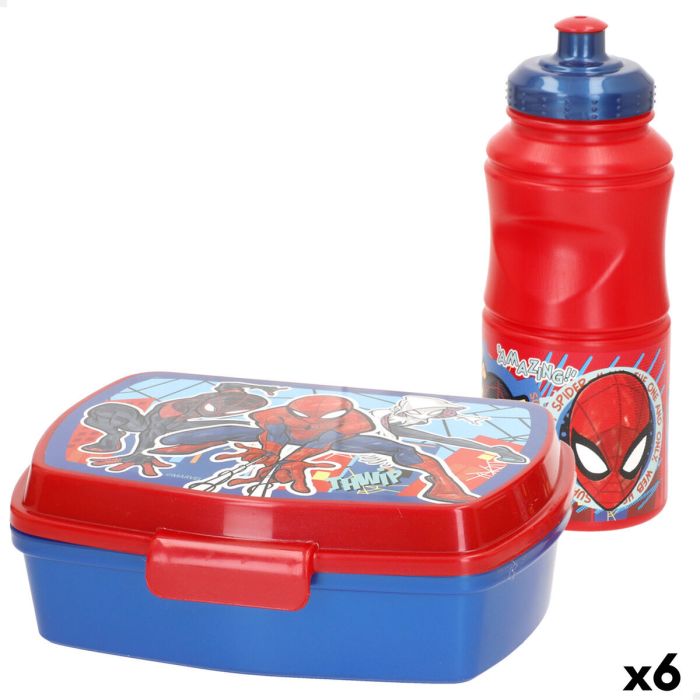 Portameriendas con Accesorios Spider-Man Plástico 380 ml 17 x 5,5 x 13,5 cm (6 Unidades)