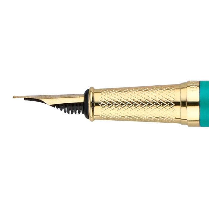 Belius Pluma Soirée Art Deco Turquesa y Dorado Tinta Azul Caja de Diseño 9