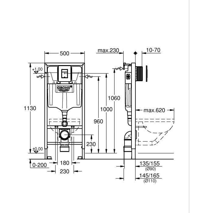 Pack Solido 3 en 1 para WC - Altura de instalación 1,13m - GROHE - 38811KF0 1 Pack Solido 3 en 1 para WC - Altura de instalación 1,13m - GROHE - 38811KF0 1