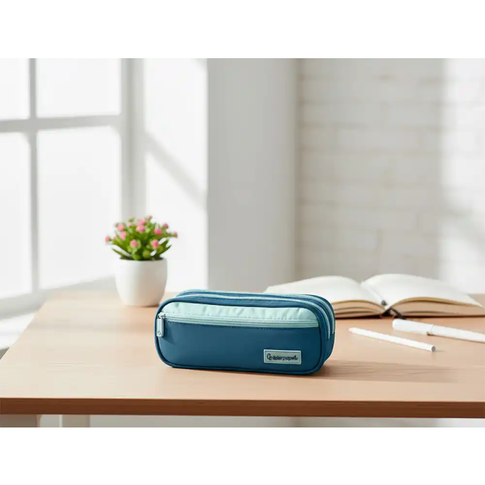 Liderpapel Estuche Portatodo Duo 3 Cremalleras con Bolsillo Frontal, Azul Oscuro, 220x90x70 mm 6