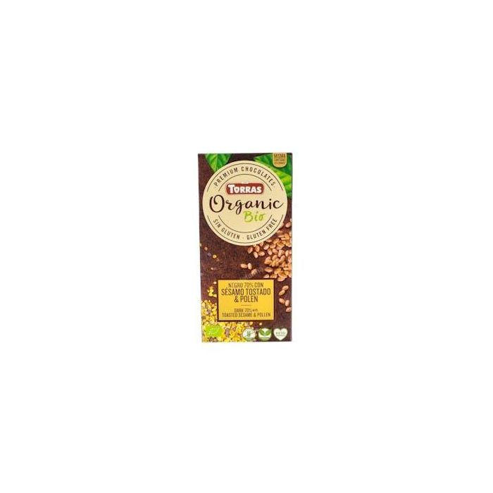 TORRAS Chocolate Negro con Sésamo Tostado y Polen 100g Bio