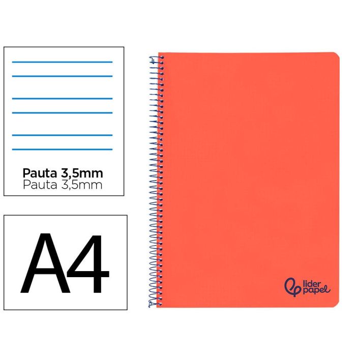 Cuaderno Espiral Liderpapel A4 Wonder Tapa Plastico 80H 90 gr Pauta Ancha 3,5 mm Con Margen Color Rojo Cuaderno Espiral Liderpapel A4 Wonder Tapa Plastico 80H 90 gr Pauta Ancha 3,5 mm Con Margen Color Rojo