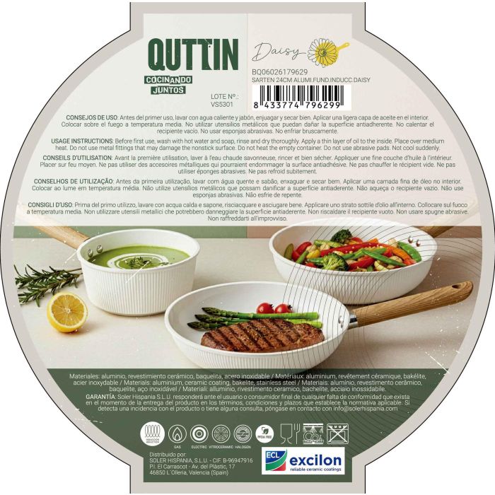 Inde Sarten 24 cm Aluminio Fundido Inducción Daisy Quttin (6 Unidades) 12 Inde Sarten 24 cm Aluminio Fundido Inducción Daisy Quttin (6 Unidades) 12