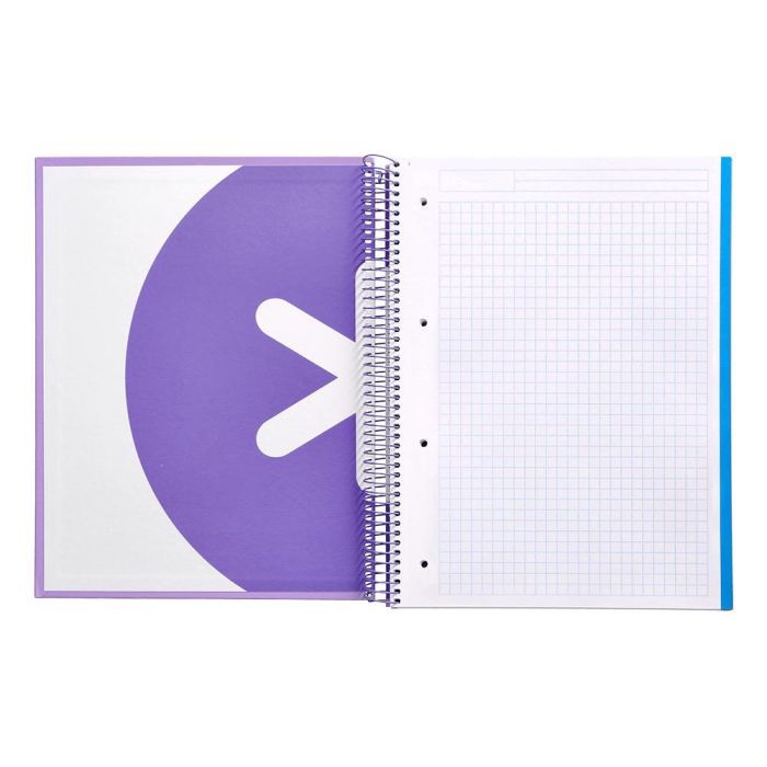 Cuaderno Espiral A4 Micro Antartik Tapa Forrada 120H 90 gr Cuadro 5 mm 5 Bandas 4 Taladros Color Lavanda 7