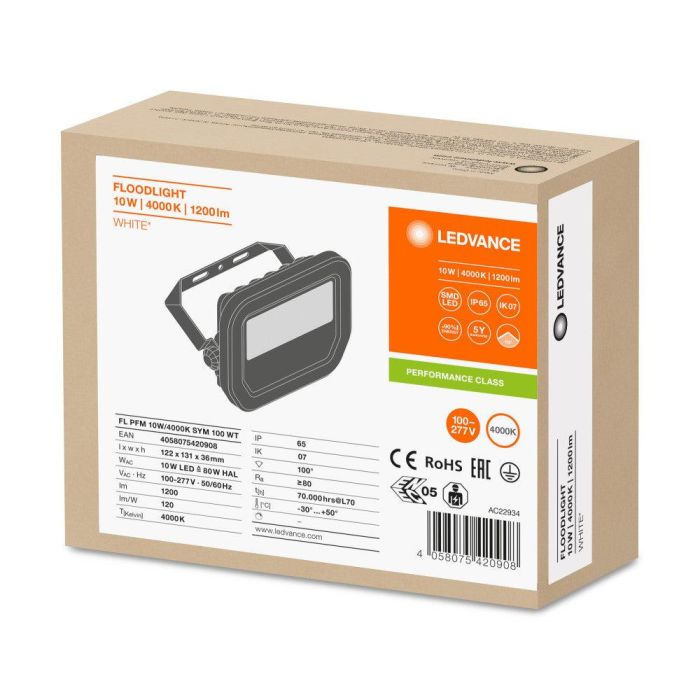 Ledvance LVE-4058075420908 Foco Proyector LED 10W 1200Lm 4000K Blanco Natural 100x100º IP65 Exterior 1 Ledvance LVE-4058075420908 Foco Proyector LED 10W 1200Lm 4000K Blanco Natural 100x100º IP65 Exterior 1