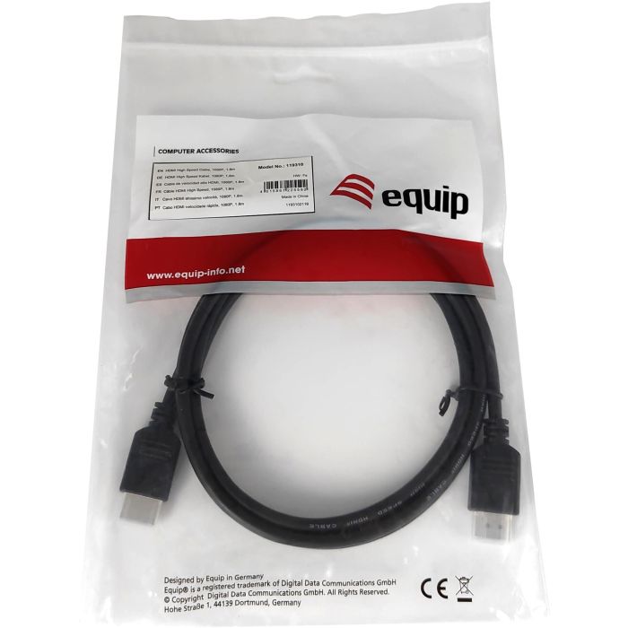 EQUIP Cable HDMI con Ethernet A-A Estándar/Estándar 1.8m 1080p 60Hz, Negro 2 EQUIP Cable HDMI con Ethernet A-A Estándar/Estándar 1.8m 1080p 60Hz, Negro 2
