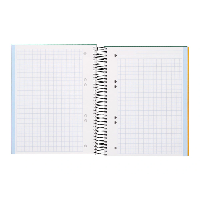 Liderpapel Cuaderno Espiral A5 Micro Papercoat Tapa Forrada 140 Hojas Cuadro 5mm Banda Verde 6